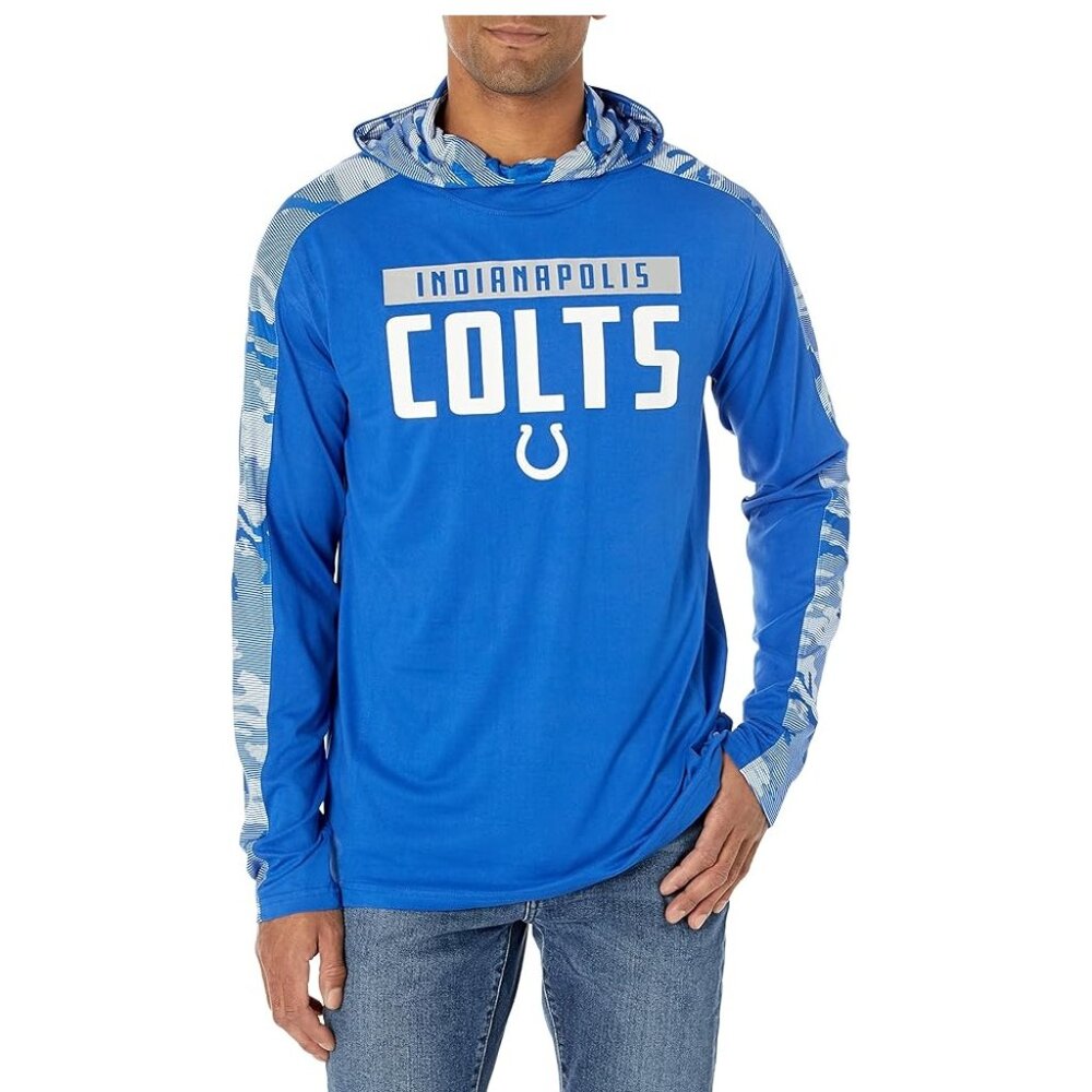 Zubaz Men's Indianapolis Colts Elevated Camo Lightweight Hoodie Royal Large